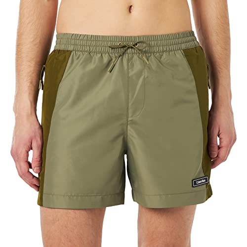 Calvin Klein Herren Badehose Medium Drawstring Lang, Grün (Delta Green), L von Calvin Klein