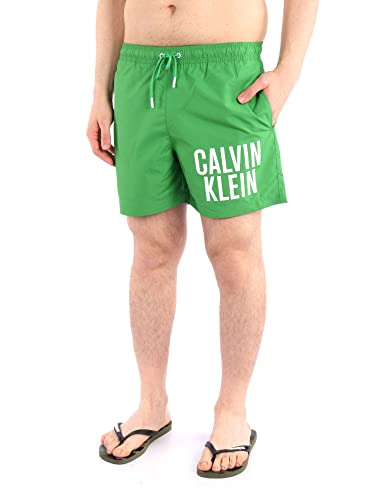 Calvin Klein Herren Badehose Medium Drawstring Lang, Grün (Green Apple), S von Calvin Klein