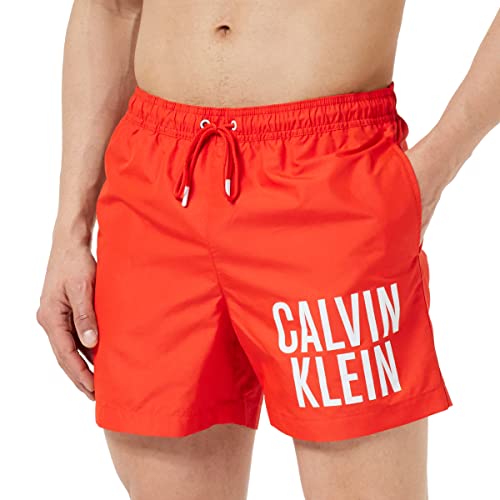 Calvin Klein Herren Badehose Medium Drawstring Lang, Rot (Cajun Red), L von Calvin Klein