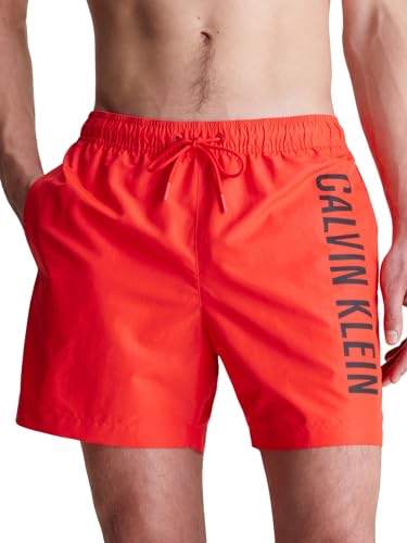 Calvin Klein Herren Badehose Medium Drawstring Lang, Rot (Hot Heat), 5XL von Calvin Klein