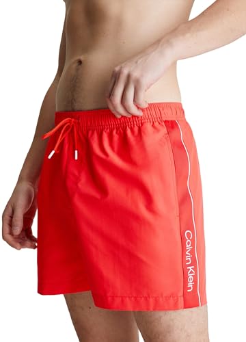 Calvin Klein Herren Badehose Medium Drawstring Lang, Rot (Hot Heat), S von Calvin Klein