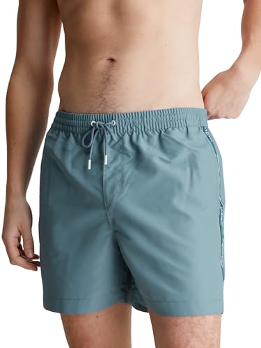 Calvin Klein Herren Badehose Medium Drawstring Lang, Türkis (Muted Cerulean), 3XL von Calvin Klein