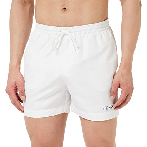 Calvin Klein Herren Badehose Medium Drawstring Lang, Weiß (PVH Classic White), L von Calvin Klein