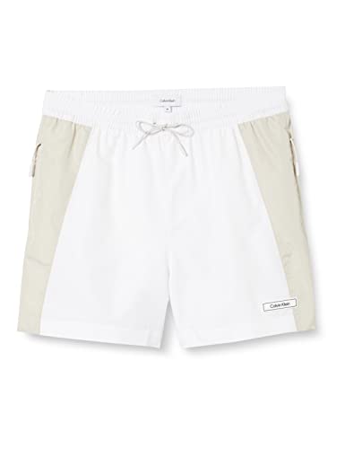 Calvin Klein Herren Badehose Medium Drawstring Lang, Weiß (PVH Classic White), M von Calvin Klein