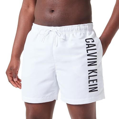 Calvin Klein Herren Badehose Medium Drawstring Lang, Weiß (Pvh Classic White), L von Calvin Klein