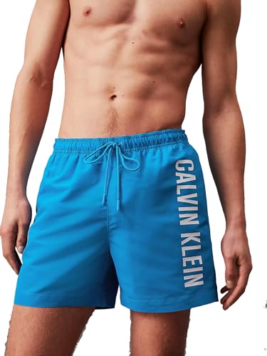 Calvin Klein Herren Badehose Medium Drawstring Mittellang, Blau (Faience Blue), 3XL von Calvin Klein