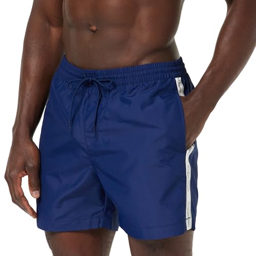 Calvin Klein Herren Badehose Medium Drawstring Mittellang, Blau (Signature Navy), 3XL von Calvin Klein