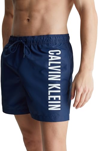 Calvin Klein Herren Badehose Medium Drawstring Mittellang, Blau (Signature Navy), 3XL von Calvin Klein