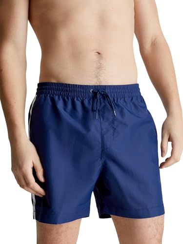 Calvin Klein Herren Badehose Medium Drawstring Mittellang, Blau (Signature Navy), XXL von Calvin Klein