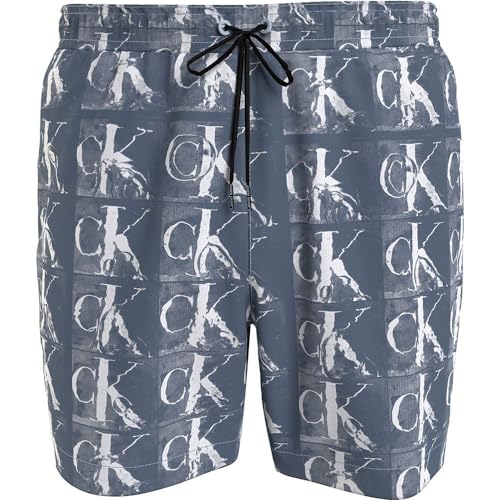 Calvin Klein Herren Badehose Medium Drawstring-Print Lang, Blau (Blue Ripple Ck Aop), M von Calvin Klein