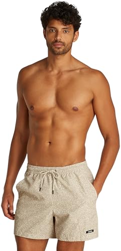 Calvin Klein Herren Badehose Medium Drawstring-Print mit Logo, Beige (Granite Chalk AOP), L von Calvin Klein