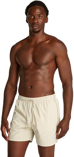 Calvin Klein Herren Badehose Medium Drawstring mit Logo, Beige (Pelican), L von Calvin Klein