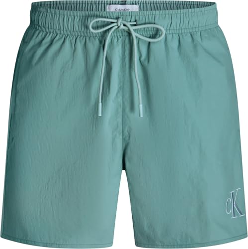 Calvin Klein Herren Badehose Medium Drawstring mit Logo, Türkis (Saltwater Aqua), L von Calvin Klein