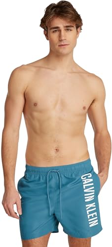 Calvin Klein Herren Badehose Medium Drawstring mit Tunnelzug, Blau (Storm Blue), 5XL von Calvin Klein