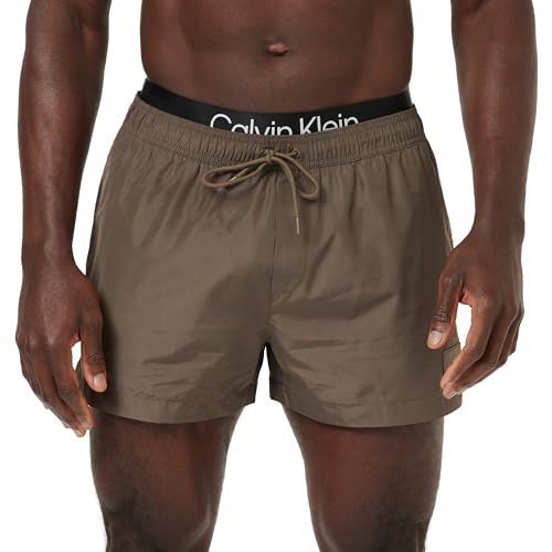 Calvin Klein Herren Badehose Short Double Waistband Kurz, Braun (Rustic Copper), S von Calvin Klein