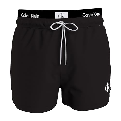 Calvin Klein Herren Badehose Short Double Waistband Kurz, Schwarz (Pvh Black), M von Calvin Klein