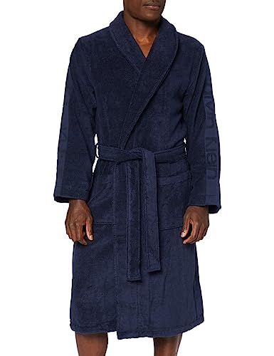 Calvin Klein Herren Bademantel Frottee, Blau (Blue Shadow), L-XL von Calvin Klein