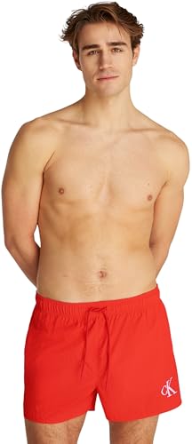 Calvin Klein Herren Badeshorts Drawstring mit Tunnelzug, Rot (Flaming Chili), M von Calvin Klein