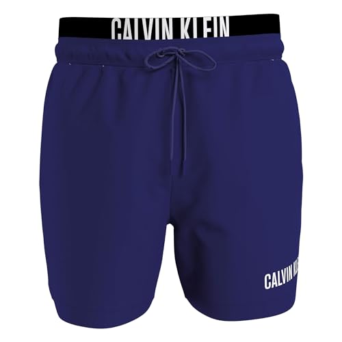 Calvin Klein Herren Badeshorts Medium Double Mittellang, Blau (Midnight Lagoon), S von Calvin Klein