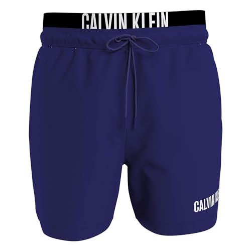 Calvin Klein Herren Badeshorts Medium Double Mittellang, Blau (Midnight Lagoon), XL von Calvin Klein