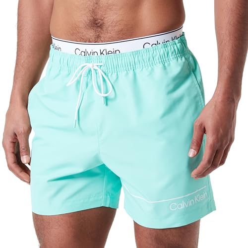 Calvin Klein Herren Badeshorts Medium Double Mittellang, Türkis (Cabbage), L von Calvin Klein