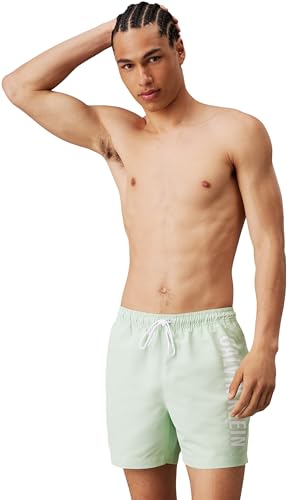 Calvin Klein Herren Badeshorts Medium Drawstring Mittellang, Grün (Pastel Green), S von Calvin Klein