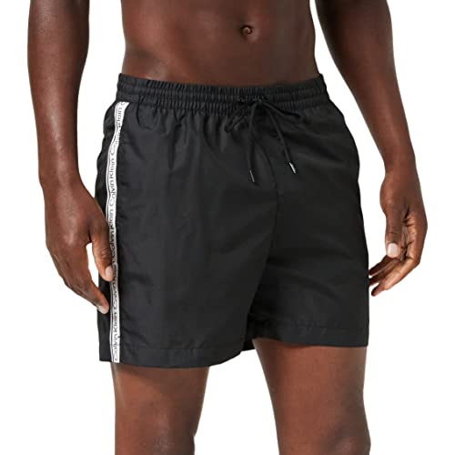Calvin Klein Herren Badeshorts Medium Drawstring Mittellang, Schwarz (Pvh Black), S von Calvin Klein