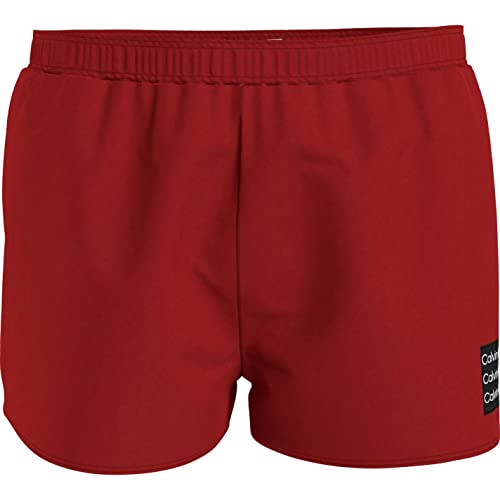 Calvin Klein Herren Badeshorts mit Kordelzug und Tasche, Deep Crimson, XL von Calvin Klein underwear