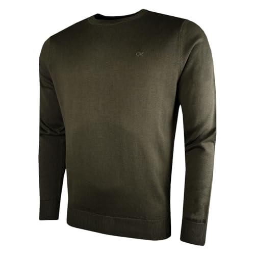 Calvin Klein Herren Baumwolle Sweater - Staubiges Oliv - L von Calvin Klein