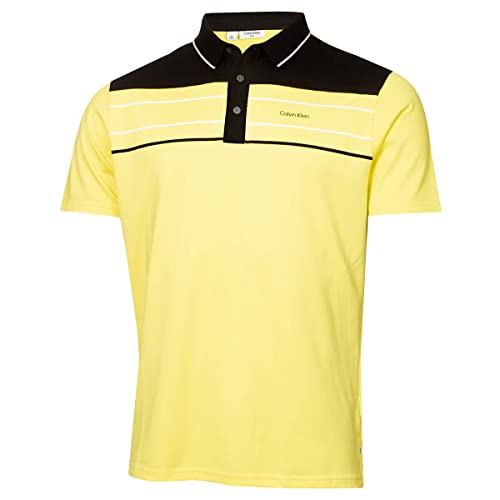 Calvin Klein Herren Blackwater nachhaltig Golf Polo Shirt - Acid Gelb - S von Calvin Klein