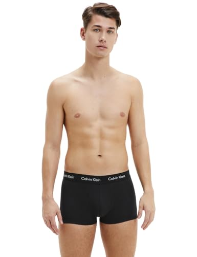 Calvin Klein Herren 3er Pack Boxershorts Low Rise Trunks Baumwolle mit Stretch, Mehrfarbig (White/B&W Stripe/Black), M von Calvin Klein