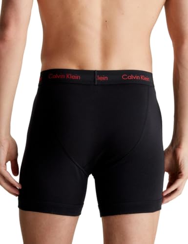 Calvin Klein Herren 3er Pack Boxer Briefs Baumwolle mit Stretch, Schwarz (Black W/ Pompian Red Logos), L von Calvin Klein