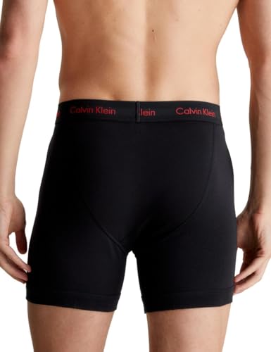 Calvin Klein Herren 3er Pack Boxer Briefs Baumwolle mit Stretch, Schwarz (Black W/ Pompian Red Logos), S von Calvin Klein