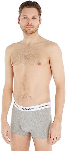 Calvin Klein Herren 3er Pack Boxershorts Low Rise Trunks Baumwolle mit Stretch, Grau (Grey Heather), XL von Calvin Klein