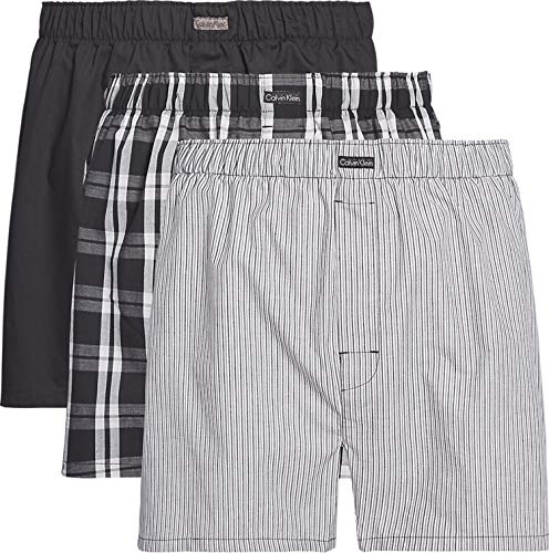 Calvin Klein Herren 3er Pack Boxershorts Lang, Mehrfarbig (Blk/Morgan Plaid /Montague Stripe), XL von Calvin Klein Jeans