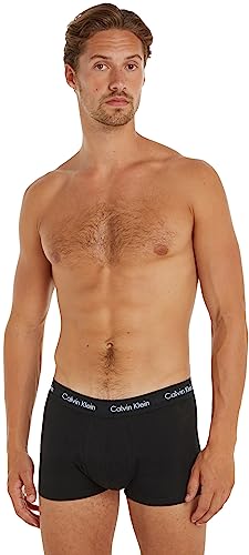 Calvin Klein Herren Boxershorts Low Rise Trunks aus Baumwolle mit Stretch, Schwarz (Black W Black Wb), L von Calvin Klein