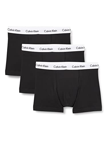 Calvin Klein Herren 3er Pack Boxershorts Trunks Baumwolle mit Stretch, Schwarz ,B-Cool Melon/Glxy Gry/Brn Belt Lg, L, Schwarz, M von Calvin Klein