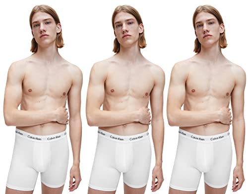 Calvin Klein Herren 3er Pack Boxershorts Low Rise Trunks Baumwolle mit Stretch, Weiß (White), XL von Calvin Klein