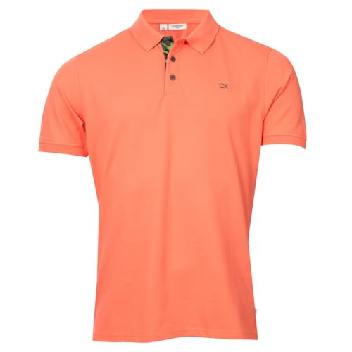 Calvin Klein Herren Campus 3 Knopf Kragen Polo Hemd - Pfirsichtarn - XXXXL von Calvin Klein