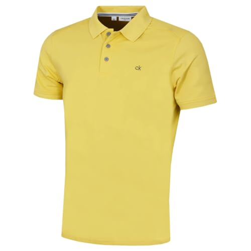 Calvin Klein Herren Campus 3 Knopf Kragen Polo Hemd - Zitrone - L von Calvin Klein