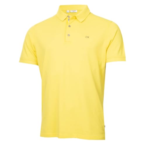 Calvin Klein Herren Campus 3 Knopf Kragen Polo Hemd - Zitronensport - XXXXL von Calvin Klein