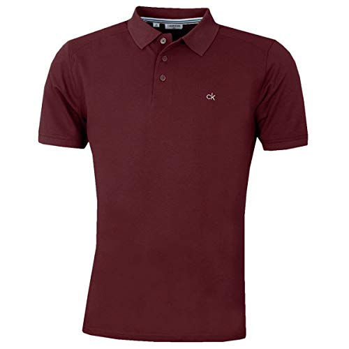Calvin Klein Herren Campus 3 Knopf Kragen Polo Hemd - Burgundy - M von Calvin Klein