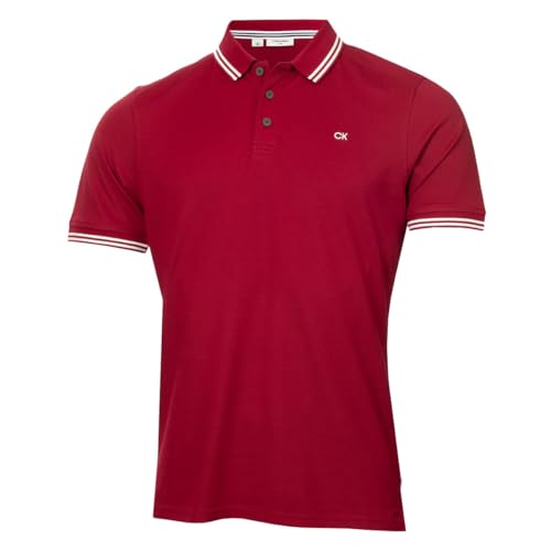 Calvin Klein Herren Campus 3 Knopf-Polo-Hemd - Burgunderrot gekippt - XXXXL von Calvin Klein