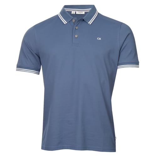 Calvin Klein Herren Campus 3 Knopf-Polo-Hemd - Jeansblau mit Spitze - M von Calvin Klein