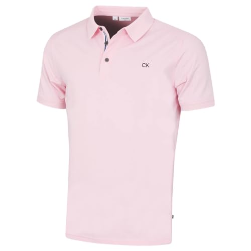 Calvin Klein Herren Campus Sport Stretch Golf Poloshirt - Baby Rosa Sport - M von Calvin Klein