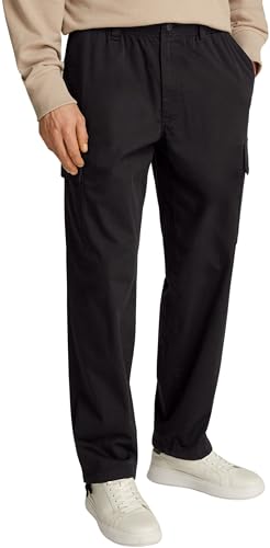 Calvin Klein Herren Cargo Hose Regular Fit Straight Lang, Schwarz (Ck Black), 34W/32L von Calvin Klein