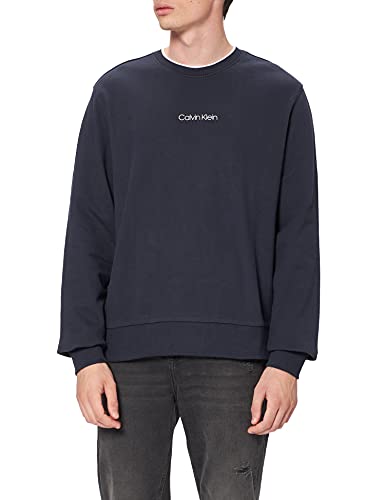 Calvin Klein Herren Center Logo Sweatshirt, Calvin Marineblau, Medium von Calvin Klein