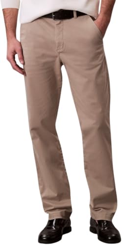 Calvin Klein Herren Chino Hose Cotton Signature Slim Fit, Beige (Vintage Khaki), 32W/31L von Calvin Klein