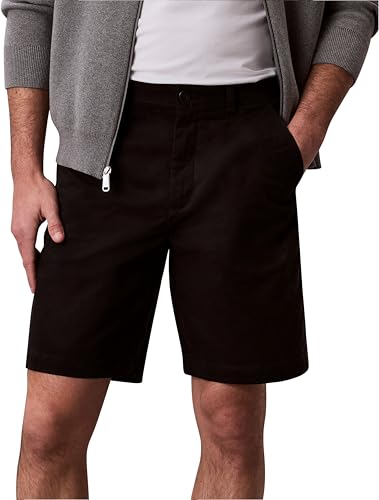 Calvin Klein Herren Chino Shorts Classic Cotton Knielang, Schwarz (Black), 30W von Calvin Klein