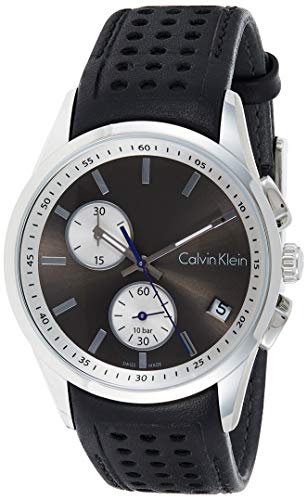 Calvin Klein Herren Chronograph Quarz Uhr mit Leder Armband K5A371C3 von Calvin Klein